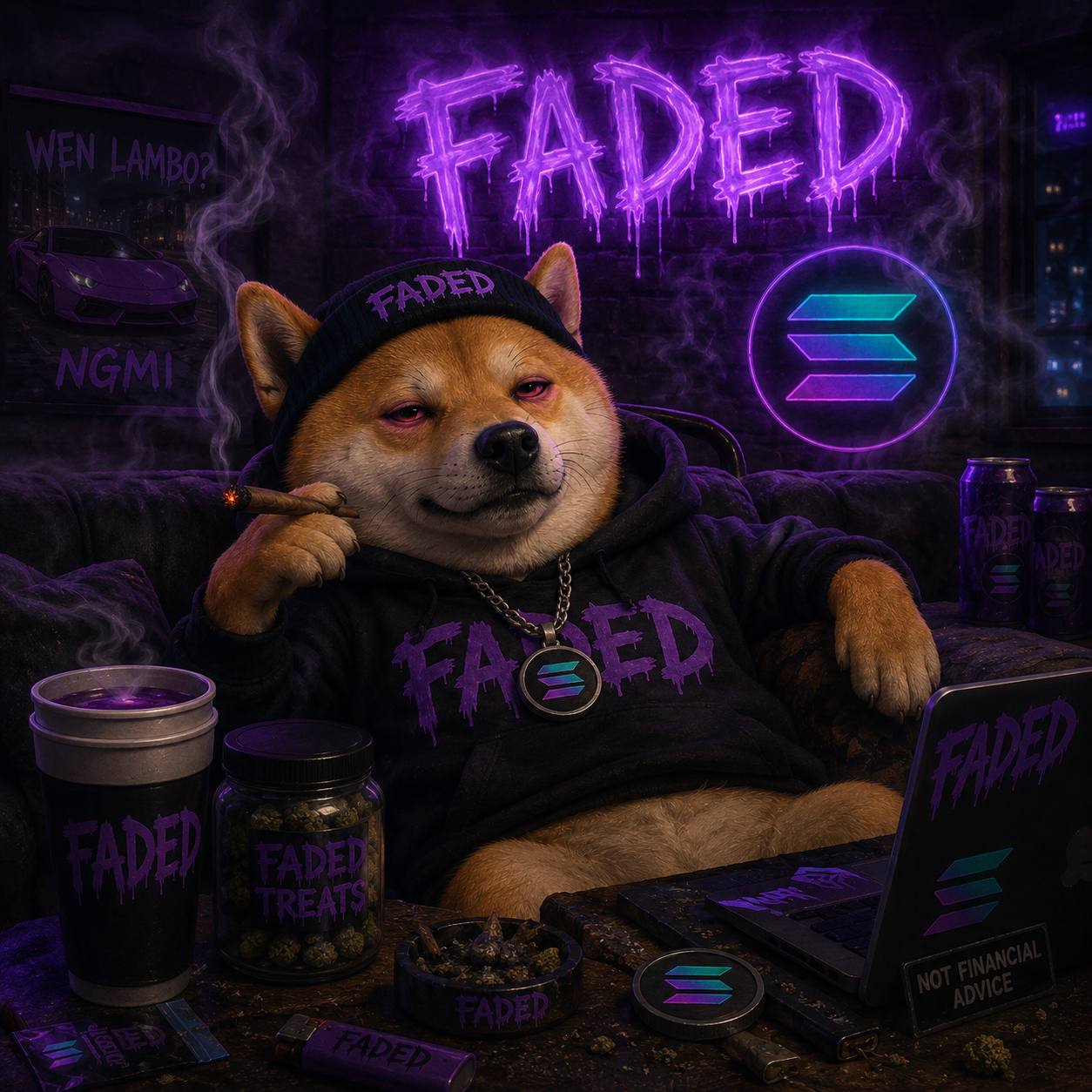FADED shiba with laptop, wen lambo